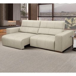 Sofá Retrátil Reclinável 4 Lugares 290cm Mare L08 Couro Off - Mpozenato - 9