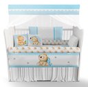 Ver imagem 2 de Kit Berço Enxoval de Bebê Urso Jardim Flores Azul