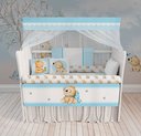 Ver imagem 1 de Kit Berço Enxoval de Bebê Urso Jardim Flores Azul