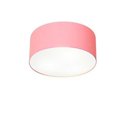 Plafon Cilíndrico Vivare Md-3010 Cúpula em Tecido 30x12cm - Bivolt - Rosa Bebê - Bivolt