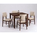 Ver imagem 1 de Conjunto de Mesa com 4 Cadeiras 4 Lugares Tampo em MDF Courino Bege 80cm Ágape