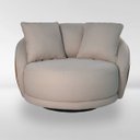 Ver imagem 3 de Poltrona Ibiza 122cm Giratoria Linho Bege Corino Terracota Almofadas Premiun para Sala