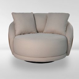 Poltrona Ibiza 122cm Giratoria Linho Bege Corino Terracota Almofadas Premiun para Sala - 3