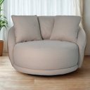 Ver imagem 2 de Poltrona Ibiza 122cm Giratoria Linho Bege Corino Terracota Almofadas Premiun para Sala