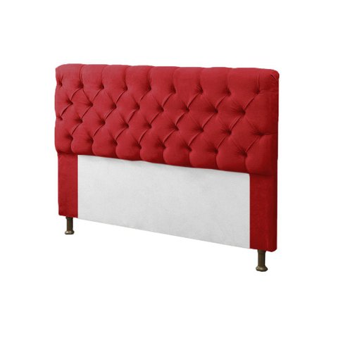 Cabeceira para Cama Box Solteiro 90cm Sofia c/ Capitonê Corano Vermelho - LM DECOR