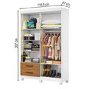 Ver imagem 4 de Guarda-roupa Solteiro Solo 4 Portas 2 Gavetas com Pés e Espelho Branco/cinamomo - Pnr Móveis