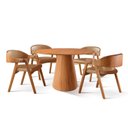 Ver imagem 3 de Conjunto Sala de Jantar Mesa Cone Amadeirada 120cm + 4 Cadeiras Gaia