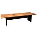 Ver imagem 3 de Mesa Reunião Escritório 2,50m x 90cm com 2 Caixas de Tomadas 100% MDF Cor:Nogal com Preto