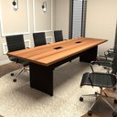 Ver imagem 4 de Mesa Reunião Escritório 2,50m x 90cm com 2 Caixas de Tomadas 100% MDF Cor:Nogal com Preto