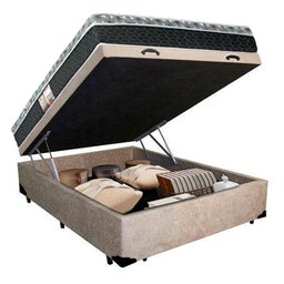 Cama Box Baú Casal Suede + Colchão de Molas - Castor - Class Tecnopedic One Face 138x188x69cm Cor: - 6