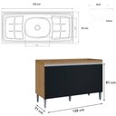 Ver imagem 2 de Balcão Manu com Pia e Cuba Ghelplus 120cm Amêndoa Preto Ajl Móveis