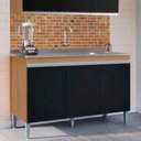 Ver imagem 1 de Balcão Manu com Pia e Cuba Ghelplus 120cm Amêndoa Preto Ajl Móveis