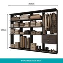 Ver imagem 4 de Guarda-Roupas Closet Modulado Alasca One 240cm 4 Peças com 2 Gavetas e Cabideiros Preto Touch