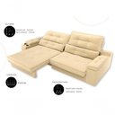 Ver imagem 2 de Sofá Santiago 4 Lugares Retrátil Reclinável 230cm Bege Suede