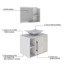 Ver imagem 4 de Conjunto para Banheiro Gabinete com Cuba Folha L38 e Espelheira Laura 600 Yescasa