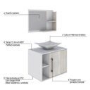 Ver imagem 4 de Conjunto para Banheiro Gabinete com Cuba Folha L38 e Espelheira Laura 600 Yescasa Branco/Chess/Snow
