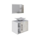 Ver imagem 3 de Conjunto para Banheiro Gabinete com Cuba Folha L38 e Espelheira Laura 600 Yescasa Branco/Chess/Snow