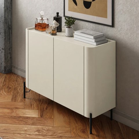 Buffet Bend 99 cm Porta Lisa Incolar Luna com Pé Preto
