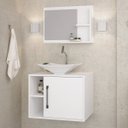 Ver imagem 2 de Conjunto para Banheiro Gabinete com Cuba Folha L38 e Espelheira Laura 600 Yescasa