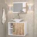 Ver imagem 2 de Conjunto para Banheiro Gabinete com Cuba Folha L38 e Espelheira Laura 600 Yescasa