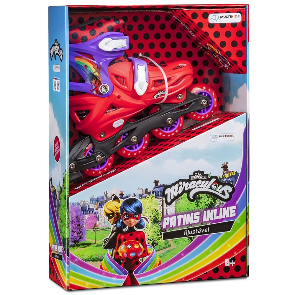 Patins Inline Ajustável Miraculous Ladybug Tam 35-38 Multikids - BR1629 BR1629 - 1