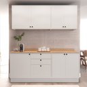 Ver imagem 1 de Cozinha Compacta Modulada 7 Portas 3 Gavetas 100% MDF 1 Tampo Sevilha Branco/Artico
