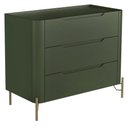 Ver imagem 1 de Cômoda para Quarto Closet Orgânica 3 Gavetas Pés Industrial Dourado Bliss I03 Musgo - Lyam Decor