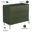 Ver imagem 2 de Cômoda para Quarto Closet Orgânica 3 Gavetas Pés Industrial Dourado Bliss I03 Musgo - Lyam Decor
