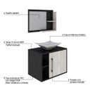 Ver imagem 4 de Conjunto para Banheiro Gabinete com Cuba Folha L38 e Espelheira Laura 600 Yescasa