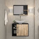 Ver imagem 1 de Conjunto para Banheiro Gabinete com Cuba Folha L38 e Espelheira Laura 600 Yescasa