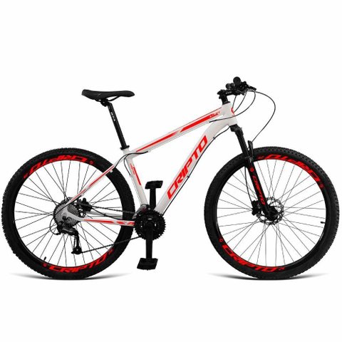 Bicicleta Aro 29 Cripto 24 Marchas Freios Disco e Suspensão - Branco-vermelho - 17" Branco-vermelho