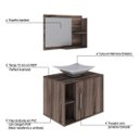 Ver imagem 4 de Conjunto para Banheiro Gabinete com Cuba Folha L38 e Espelheira Laura 600 Yescasa Marrom/Nogal