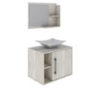 Ver imagem 3 de Conjunto para Banheiro Gabinete com Cuba Folha L38 e Espelheira Laura 600 Yescasa Branco/Snow