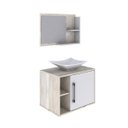 Ver imagem 3 de Conjunto para Banheiro Gabinete com Cuba Folha L38 e Espelheira Laura 600 Yescasa Branco/Snow/Chess
