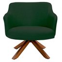 Ver imagem 6 de Poltrona Giratória Base Madeira Jade C-117 Linho Verde Musgo