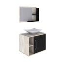Ver imagem 3 de Conjunto para Banheiro Gabinete com Cuba Folha L38 e Espelheira Laura 600 Yescasa Branco/Snow/Preto