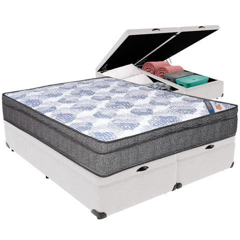 Cama Box Baú Branco e Colchão Iso Superpocket Molas Ensacadas Queen Ortobom