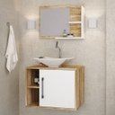 Ver imagem 2 de Conjunto para Banheiro Gabinete com Cuba Folha L38 e Espelheira Laura 600 Yescasa