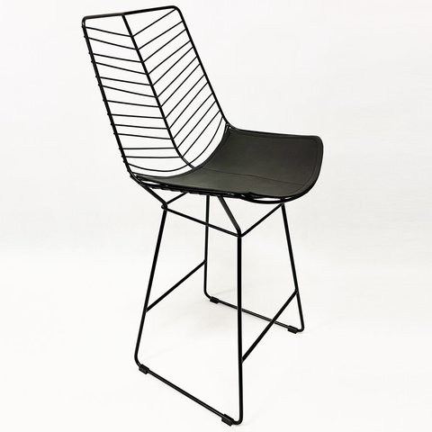 Banqueta média para Balcão Bertoia Retrô cor Preta altura 60cm - Poltronas do Sul