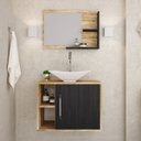 Ver imagem 1 de Conjunto para Banheiro Gabinete com Cuba Folha L38 e Espelheira Laura 600 Yescasa