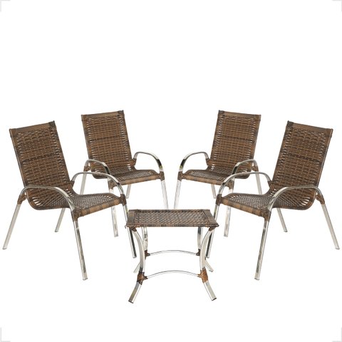 4 Cadeiras e Mesa Área Externa Piscina Colômbia Alumínio