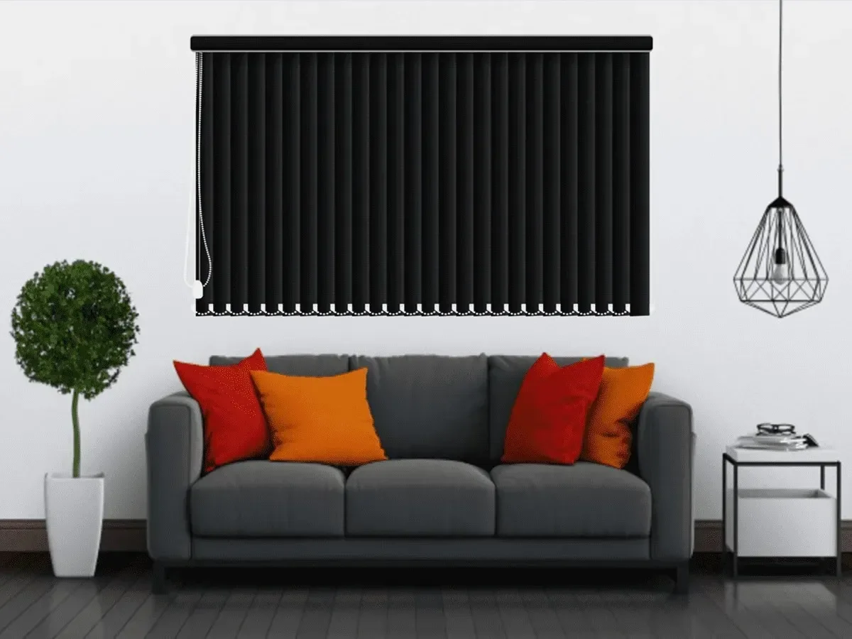 Persiana Vertical Tecido Preto Blackout 1,50larg x 1,50alt - com BANDÔ - 2