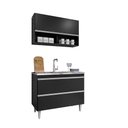 Ver imagem 2 de Conjunto Balcão de Cozinha Armário Aéreo Wollo Mdp/bp Preto G96 - Gran Belo
