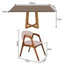 Ver imagem 3 de Mesa Jantar Isabela 1,2m Freijó Pés Cerejeira Madeira Maciça 4 Cadeiras Gabriela - Bege Linho