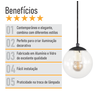 Pendente Globo Esfera de Vidro Cristal 14cm - Preto - 4