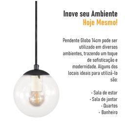 Pendente Globo Esfera de Vidro Cristal 14cm - Preto - 5