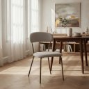 Ver imagem 1 de Kit 4 Cadeiras Jantar Aço Carbono Tecido Bouclê Lançamento:off White/champagne