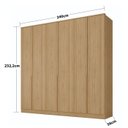 Ver imagem 3 de Guarda Roupa Casal 2,40m 6 Portas com Prateleiras 100% Mdf Cor:olmo