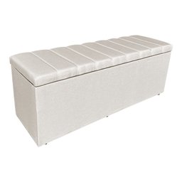 Kit Cabeceira e Calçadeira Baú Casal 1,40m Londres Linho Bege Dal Poz Estofados - 5