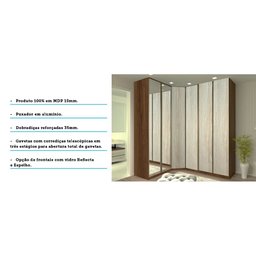 Guarda Roupa de Canto Casal 6 Portas e 3 Gavetas com Espelho Prime Luciane Móveis - 5